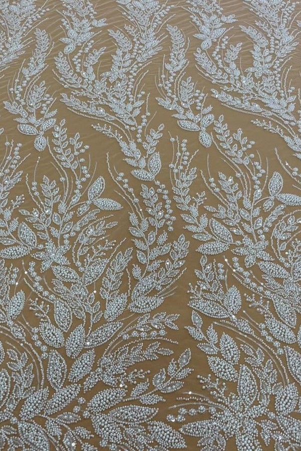 Renda Bordada Madri Com Folhagens off