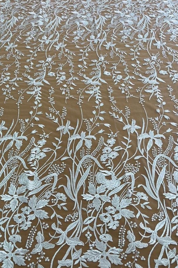 Renda Bordada Sem Paete Branco Floral